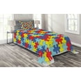 thumbnail image 1 of Ambesonne Cartoon Quilted Coverlet 2 Pcs, Colorful Game Pieces, Twin Size, Multicolor, 1 of 2