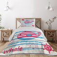 thumbnail image 1 of Ambesonne Cartoon Quilted Coverlet 2 Pcs, Fish Sailor Marine Sea, Twin Size, Cream Red Blue, 1 of 4