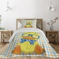 thumbnail image 1 of Ambesonne Cartoon Quilted Coverlet 2 Pcs, Hipster Boho Cool Duck, Twin Size, Orange Yellow Blue, 1 of 4