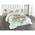 thumbnail image 1 of Ambesonne Cartoon Quilted Coverlet 3 Pcs, Pirate Ship Greek Myth, King Size, Tan Pale Green, 1 of 4