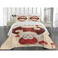 thumbnail image 1 of Ambesonne Cartoon Quilted Coverlet 3 Pcs, Queen Cards, Queen Size, Red Brown Ecru, 1 of 4