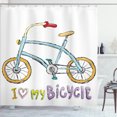 thumbnail image 1 of Ambesonne Cartoon Shower Curtain, Bicycle Love Words, 69"Wx75"L, Multicolor, 1 of 5