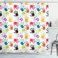 thumbnail image 1 of Ambesonne Cartoon Shower Curtain, Colorful, 69"Wx84"L, Yellow Teal and Red, 1 of 5