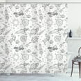thumbnail image 1 of Ambesonne Cartoon Shower Curtain, Doodle Solar System Space, 69"Wx84"L, White Black, 1 of 3