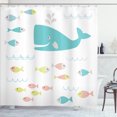 thumbnail image 1 of Ambesonne Cartoon Shower Curtain, Geometric Whale Fish, 69"Wx84"L, Yellow White, 1 of 3