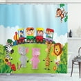 thumbnail image 1 of Ambesonne Cartoon Shower Curtain, Happy Savannah Forest Train, 69"Wx75"L, Multicolor, 1 of 5