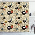 thumbnail image 1 of Ambesonne Cartoon Shower Curtain, Hungry Owls Eating, 69"Wx70"L, Black Multicolor, 1 of 3