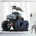 thumbnail image 1 of Ambesonne Cartoon Shower Curtain, Monster Truck Pirate, 69"Wx84"L, Cadet Blue White, 1 of 5