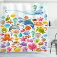 thumbnail image 1 of Ambesonne Cartoon Shower Curtain, Ocean Fauna Design, 69"Wx70"L, Multicolor, 1 of 5