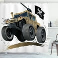 thumbnail image 1 of Ambesonne Cartoon Shower Curtain, Off Road Savannah Truck, 69"Wx84"L, Brown and Grey, 1 of 5
