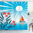 thumbnail image 1 of Ambesonne Cartoon Shower Curtain, Oleanders and Sailboat, 69"Wx70"L, Blue Orange White, 1 of 5