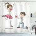 thumbnail image 1 of Ambesonne Cartoon Shower Curtain, Romantic Couple, 69"Wx70"L, Pink Blue and White, 1 of 3