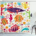 thumbnail image 1 of Ambesonne Cartoon Shower Curtain, Underwater Fish, 69"Wx84"L, Multicolor, 1 of 5