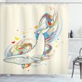 thumbnail image 1 of Ambesonne Cartoon Shower Curtain, Whale in Ocean Dive, 69"Wx84"L, Blue and White, 1 of 5