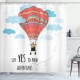 thumbnail image 1 of Ambesonne Cartoon Shower Curtain, Words Hot Air Balloon, 69"Wx84"L, Coral Sky Blue, 1 of 3
