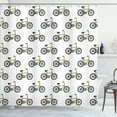 thumbnail image 1 of Ambesonne Cartoon Shower Curtain, Yellow Bicycle Pattern, 69"Wx70"L, Mustard Black, 1 of 5