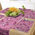 thumbnail image 1 of Ambesonne Cartoon Table Runner & Placemats, Funny Foxes Having Fun Art, Placemat 4 pcs + Runner 14"x72", Pink and Dark Magenta, 1 of 2