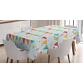 thumbnail image 1 of Ambesonne Cartoon Tablecloth Rectangular Table Cover, Birthday Party Flags Stars, 60"x84", Multicolor, 1 of 3