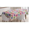 thumbnail image 1 of Ambesonne Cartoon Tablecloth Rectangular Table Cover, Butterflies on Wavy Lines, 60"x90", Multicolor, 1 of 4
