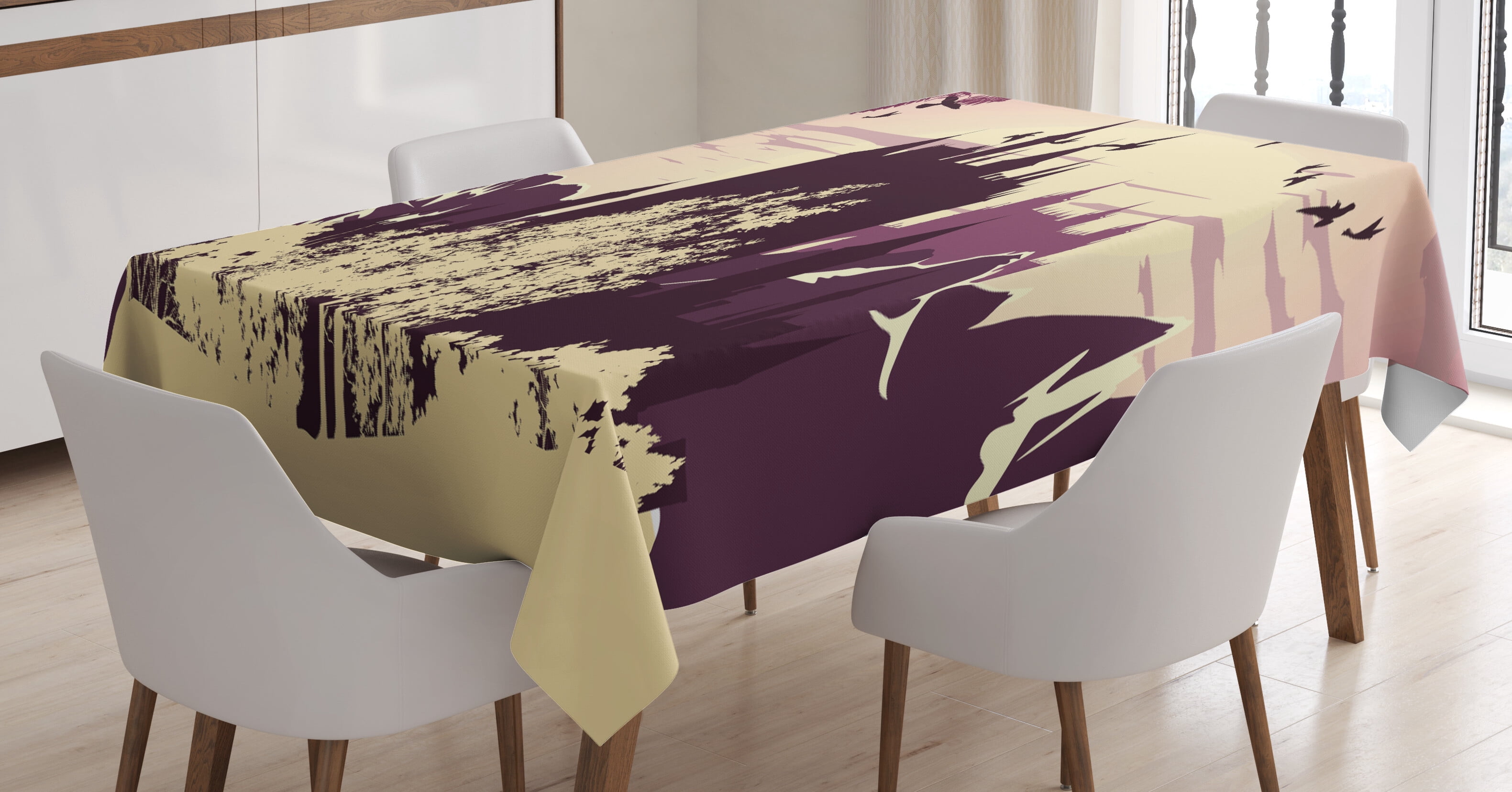 Ambesonne Cartoon Tablecloth Rectangular Table Cover, Castle in ...
