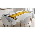 thumbnail image 1 of Ambesonne Cartoon Tablecloth Rectangular Table Cover, Cats and Dogs Friends, 52"x70", Black White and Apricot, 1 of 4