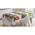 thumbnail image 1 of Ambesonne Cartoon Tablecloth Rectangular Table Cover, Cheerful Happy Trains, 52"x70", Multicolor, 1 of 3