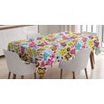 thumbnail image 1 of Ambesonne Cartoon Tablecloth Rectangular Table Cover, Colorful Owls and Flowers, 60"x84", White and Multicolor, 1 of 4