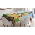 thumbnail image 1 of Ambesonne Cartoon Tablecloth Rectangular Table Cover, Crowded Yellow Bus, 60"x90", Multicolor, 1 of 4