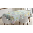 thumbnail image 1 of Ambesonne Cartoon Tablecloth Rectangular Table Cover, Funny Elephants Drawing, 52"x70", Aqua Multicolor, 1 of 3
