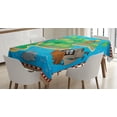 thumbnail image 1 of Ambesonne Cartoon Tablecloth Rectangular Table Cover, Funny Pirate Ship Island, 52"x70", Multicolor, 1 of 4