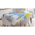 thumbnail image 1 of Ambesonne Cartoon Tablecloth Rectangular Table Cover, Girl Ladder with Star, 60"x84", Yellow Blue, 1 of 4