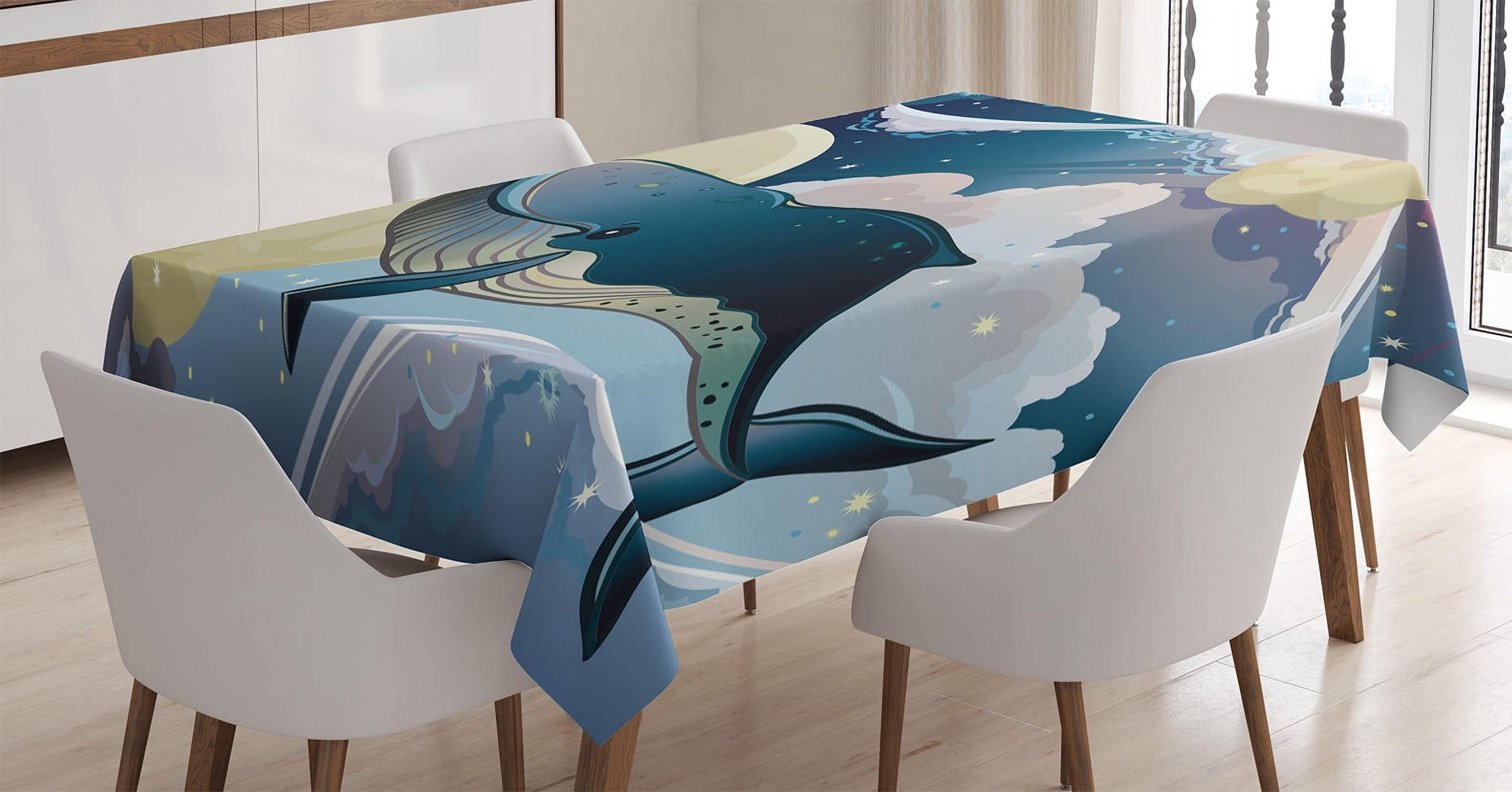Ambesonne Cartoon Tablecloth Rectangular Table Cover, Night Clouds ...