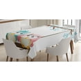 thumbnail image 1 of Ambesonne Cartoon Tablecloth Rectangular Table Cover, Owls in Love on Swing, 60"x84", Pale Pink Pale Blue, 1 of 3