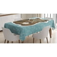 thumbnail image 1 of Ambesonne Cartoon Tablecloth Rectangular Table Cover, Raccoon on Meadow, 60"x90", Dark Green Turquoise, 1 of 4