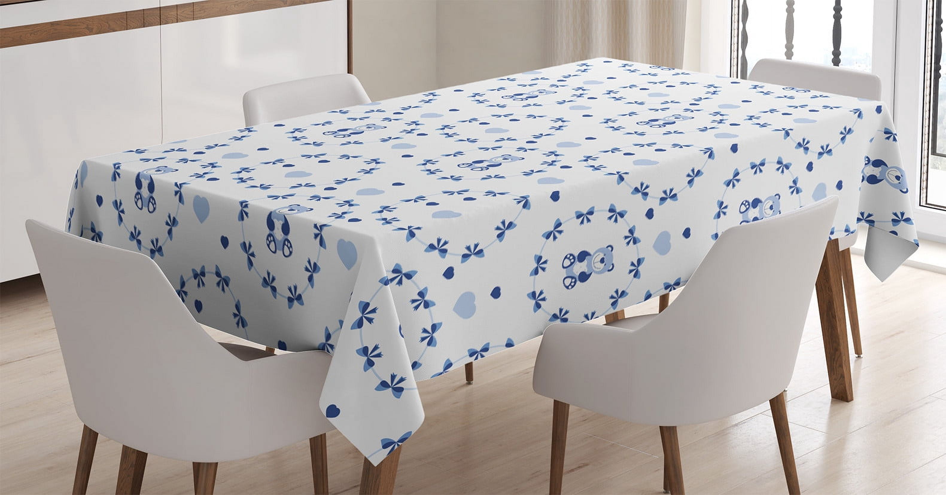 Ambesonne Cartoon Tablecloth Rectangular Table Cover, Ribbons Teddy ...
