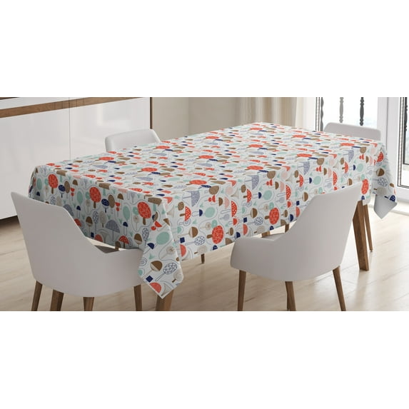 Ambesonne Cartoon Tablecloth Rectangular Table Cover, Simplistic Sketch Forest, 60"x90", Multicolor