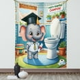 thumbnail image 1 of Ambesonne Cartoon Tapestry Wall Hanging, Potty Training Elephant Art, 60"x80", Purpleblue Multicolor, 1 of 3