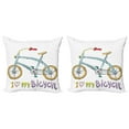 thumbnail image 1 of Ambesonne Cartoon Throw Pillow Cover 2 Pack, Bicycle Love Words, 16", Multicolor, 1 of 6