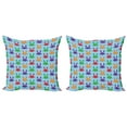thumbnail image 1 of Ambesonne Cartoon Throw Pillow Cover 2 Pack, Crabs on Blue Backdrop, 24", Multicolor, 1 of 2
