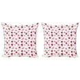 thumbnail image 1 of Ambesonne Cartoon Throw Pillow Cover 2 Pack, Dragonfly Ladybugs Hearts, 20", White Pink, 1 of 2