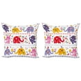 thumbnail image 1 of Ambesonne Cartoon Throw Pillow Cover 2 Pack, Happy Dancing Animals, 24", Multicolor, 1 of 2