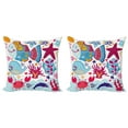 thumbnail image 1 of Ambesonne Cartoon Throw Pillow Cover 2 Pack, Marine Ocean Life, 18", Multicolor, 1 of 2