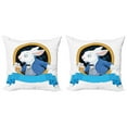 thumbnail image 1 of Ambesonne Cartoon Throw Pillow Cover 2 Pack, Rabbit Bunny, 24", Blue White Earth Yellow, 1 of 5