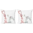 thumbnail image 1 of Ambesonne Cartoon Throw Pillow Cover 2 Pack, Rabbits Wedding, 16", Pale Pink and Grey, 1 of 2