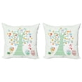 thumbnail image 1 of Ambesonne Cartoon Throw Pillow Cover 2 Pack, Romantic Owls in Love, 16", Mint Green Multicolor, 1 of 7