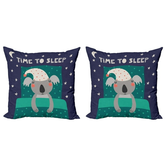 Ambesonne Cartoon Throw Pillow Cover 2 Pack, Sleeping Fluffy Koala Bear, 20", Multicolor