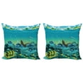 thumbnail image 1 of Ambesonne Cartoon Throw Pillow Cover 2 Pack, Sunk Ship Pirate, 18", Teal and Yellow, 1 of 2