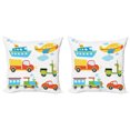 thumbnail image 1 of Ambesonne Cartoon Throw Pillow Cover 2 Pack, Transportation Theme, 16", Multicolor, 1 of 5