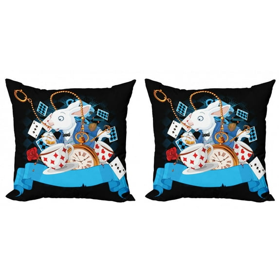 Ambesonne Cartoon Throw Pillow Cover 2 Pack, Wonderland Tale, 20", Multicolor