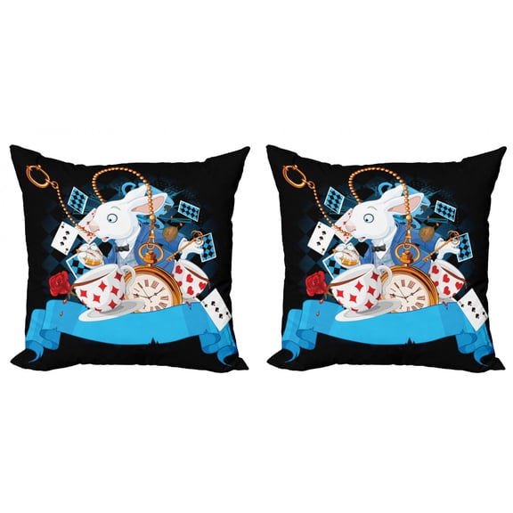 Ambesonne Cartoon Throw Pillow Cover 2 Pack, Wonderland Tale, 20", Multicolor